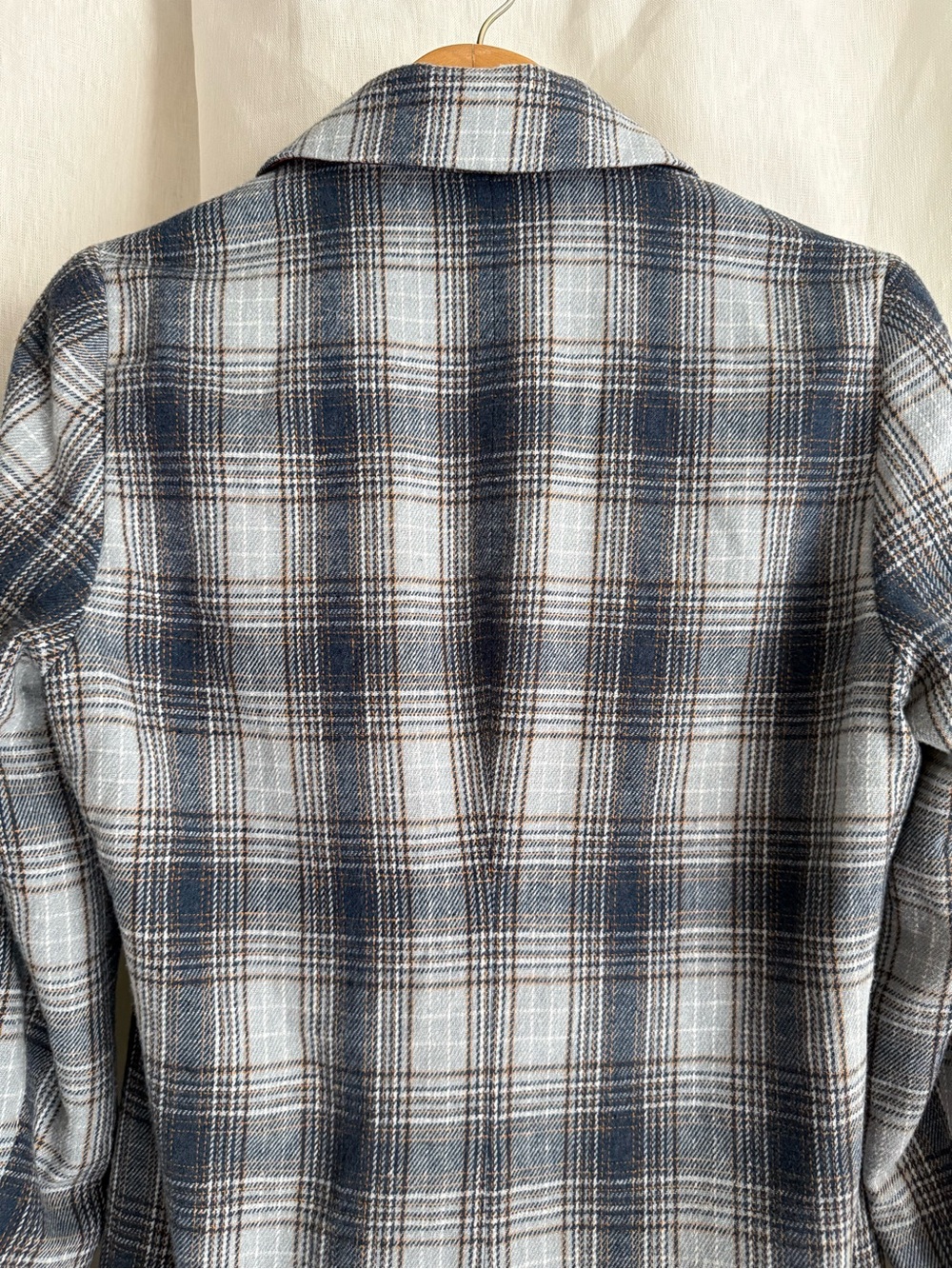 NWOT Sundance Plaid Wool Blend Blazer Coat S Longline Floral Lined Blue Jacket - Picture 8 of 12
